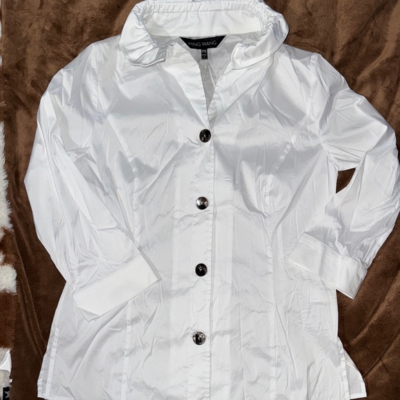 Ming Wang White Button Down Shirt - Picture 1 of 3